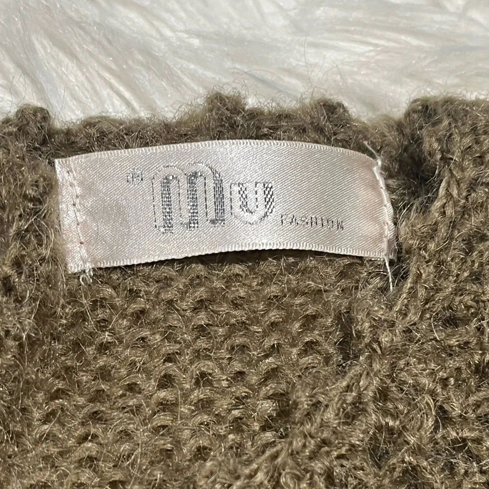 Mu Fashion Women's Floral Sunflower Sweater Olive Green Balloon Sleeves - Picture 7 of 10